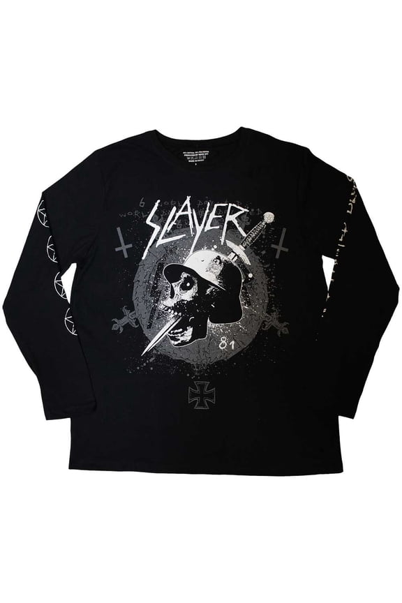 Slayer Unisex Long Sleeve T-Shirt: Dagger Skull (Sleeve Print)