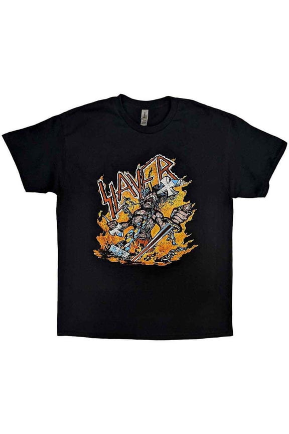 Slayer Unisex T-Shirt: Cartoon Flames (Medium)