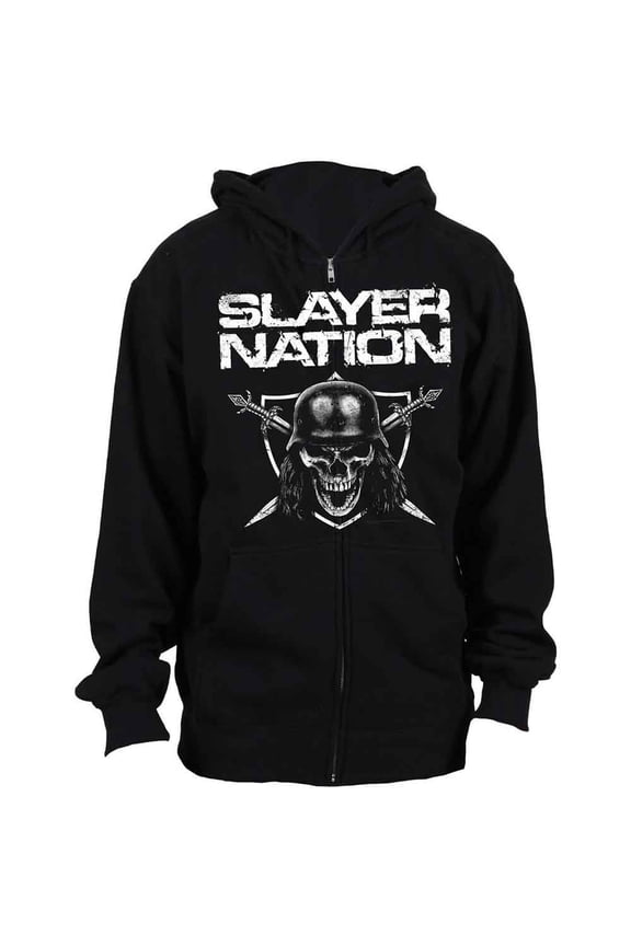 Slayer Unisex Zipped Hoodie Sweatshirt Slayer Nation (Small)