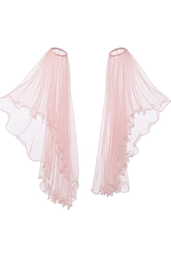 1 Pair Detachable Long Tulle Bridal Sleeves, Sheer Removable Shoulder Capelet for Wedding Formal Events