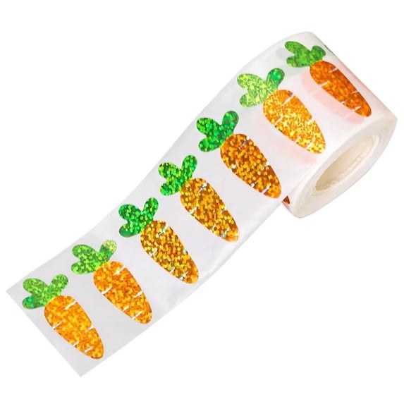 Slccxzc 1 Roll Sparkly Carrot Stickers, Cute Vegetable Label Stickers for Crafts