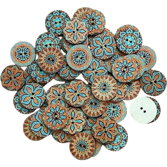 Slccxzc 100PCS Round Wood Buttons 20mm Vintage 2-Hole Craft Buttons for Sewing DIY