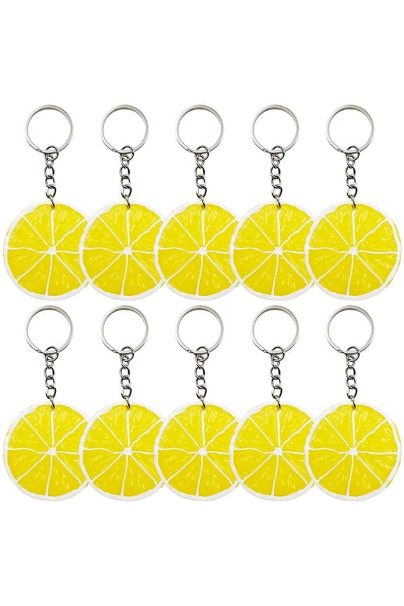10PCS Artificial Lemon Slice Keychain Fake Fruit Slice Key Ring for Tote Bag Purse Backpack Cellphone Car Key Pendants Ornament