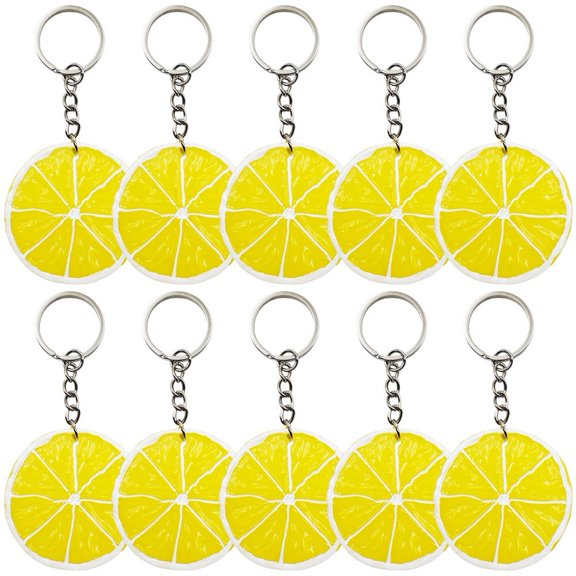 Slccxzc 10PCS Artificial Lemon Slice Keychain Fake Fruit Slice Key Ring for Tote Bag Purse Backpack Cellphone Car Key Pendants Ornament