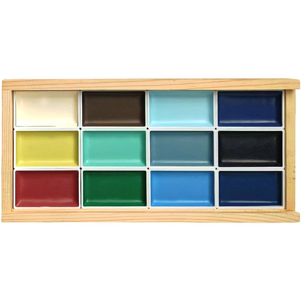 Slccxzc 12 Color Traditional Chinese Watercolor Paint Set, Solid Paints for Artists And Beginners