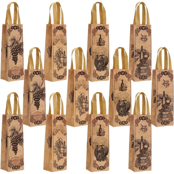 Slccxzc 12 Pack Wine Bottle Gift Bags with Handles for Birthdays Weddings