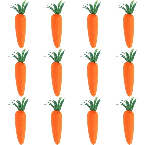 Slccxzc 12Pcs Easter Foam Carrot Artificial Fake Vegetable Model for Home Kitchen Decor