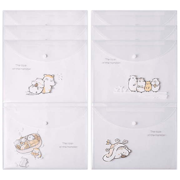 Slccxzc 12pcs A4 Document Plastic Wallets Envelopes Cute Cartoon Popper Wallets Folders