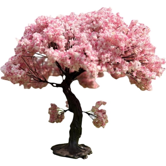 Slccxzc 15cm Miniature Cherry Blossom Tree Model, Iron Wire Artificial Sakura Tree Ornament