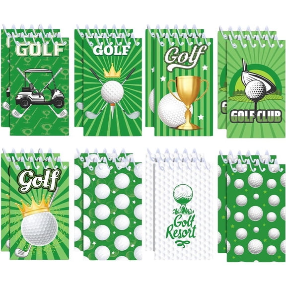 Slccxzc 16 Pcs Golf Themed Mini Spiral Notebook Pocket Memo Notepad Party Favor Set