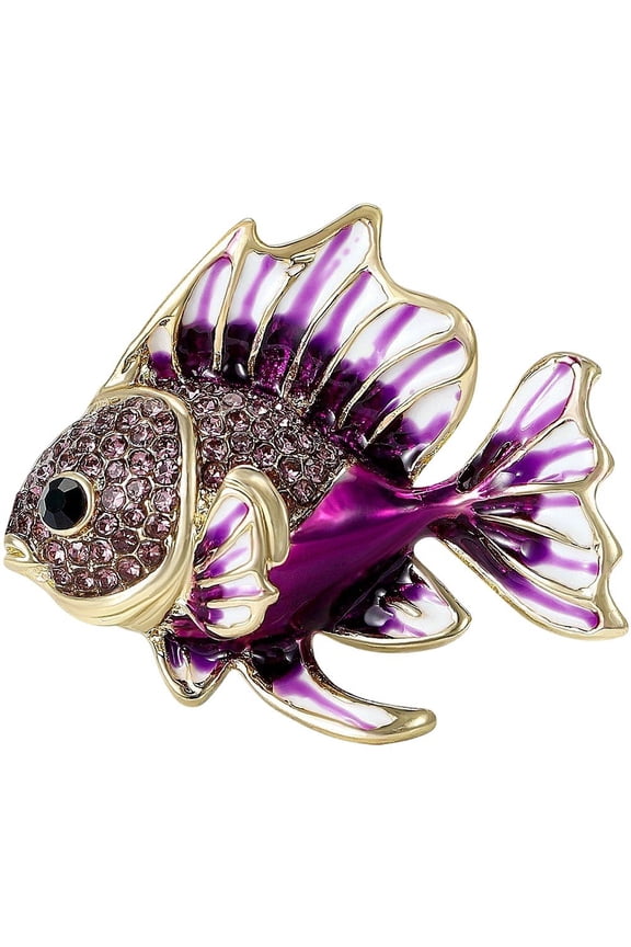 1pc Alloy Enamel Fish Brooch with Rhinestones Elegant Ocean Creature Lapel Pin for Fish Lovers