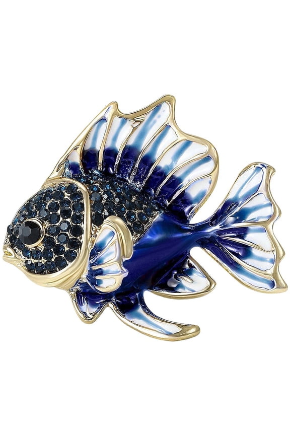 1pc Alloy Enamel Fish Brooch with Rhinestones Elegant Ocean Creature Lapel Pin for Fish Lovers