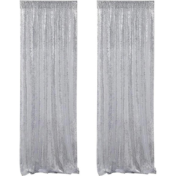 Slccxzc 2 Panels Sequin Backdrop Curtains, Glitter Drapes for Wedding Birthday Party Bridal Shower