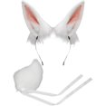 thumbnail image 1 of Slccxzc 2 Piece Plush Bunny Rabbit Ears Headband and Tail Set for Halloween Party (White), 1 of 7