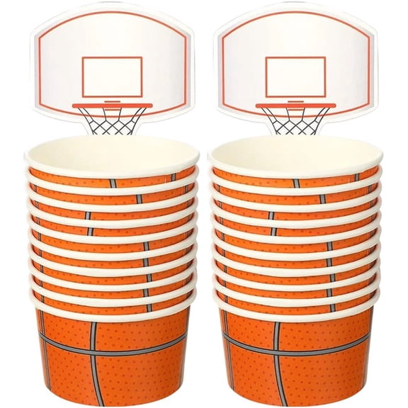 Slccxzc 20 Pcs French Fries Cup, Basketball Frame Shape French Fries Paper Bucket, Paper Food Box, French Fry Box Holder, Snack Containers for Birthday Party Decors