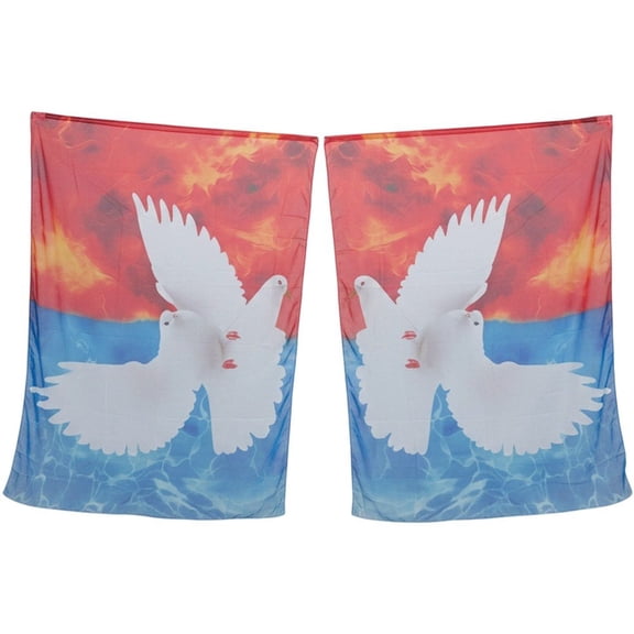 Slccxzc 2PCS Praise Worship Flags With Flexible Rod Belly Dance Rectangle Chiffon Flag Church Banners Outdoor Perfomance Props