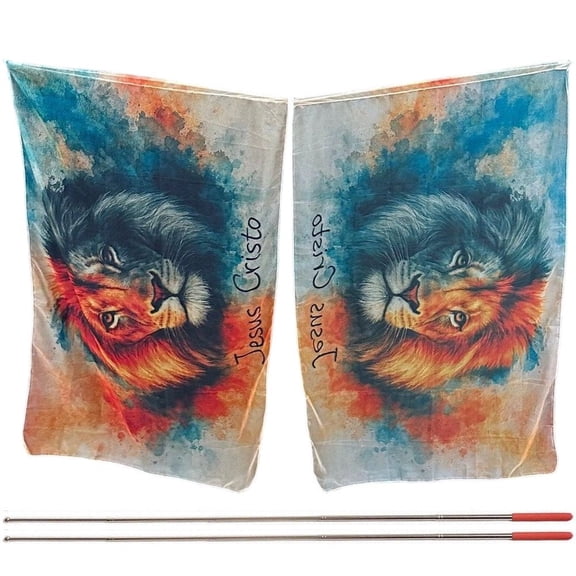 Slccxzc 2PCS Praise Worship Flags With Telescopic Rod Belly Dance Rectangle Chiffon Flag Church Banners Outdoor Perfomance Props
