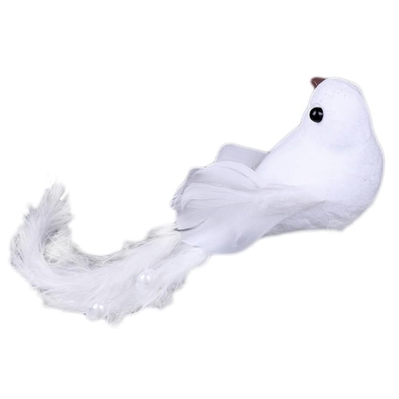 Slccxzc 2Pcs Fake Doves Pigeon Bird Artificial Foam Feather White Birds with Clip DIY Craft Bird for Home Ornaments Wedding Decor
