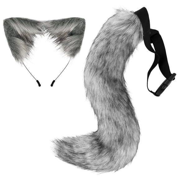 Slccxzc 2Pcs/Set Cat Shape Ears Headband Set with Long Tail for Animal Theme Party