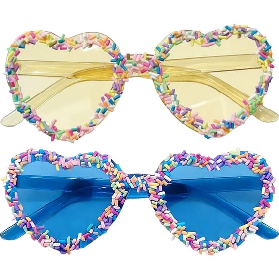 Slccxzc 2pcs Y2k Vintage Heart Sunglasses Women Men Heart Design Sun Glasses Punk Cake Candy Theme Cute Party Eyewear