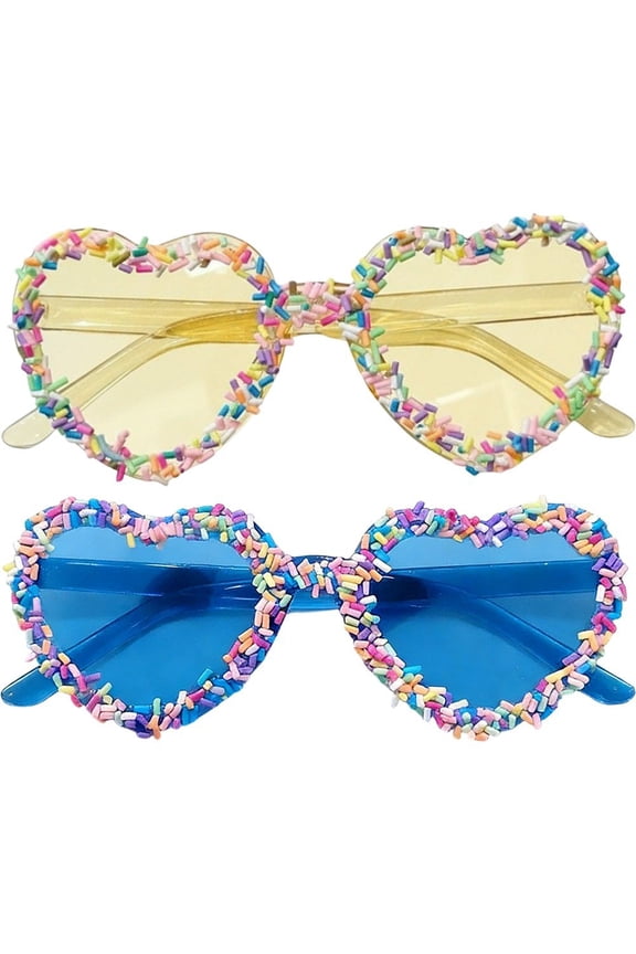 2pcs Y2k Vintage Heart Sunglasses Women Men Heart Design Sun Glasses Punk Cake Candy Theme Cute Party Eyewear
