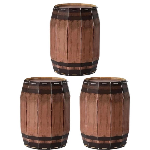 Slccxzc 3PCS Wine Barrel Decor Boxes Western Cowboy Party Decorations Fake Pirate Barrel Boxes Decor Photo Booth Props for Birthday Fall Harvest Halloween