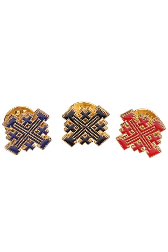 3Pcs Jerusalem Cross Badge Christian Lapel Pin Religious Enamel Pin