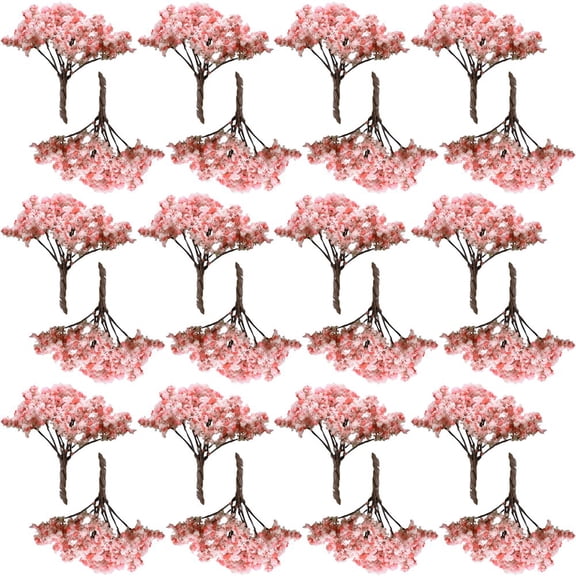 Slccxzc 40pcs Mini Sakura Tree Model Figurines Flowering Cherry Tree Plant Model Set