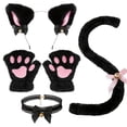 thumbnail image 1 of Slccxzc 4Pcs Cat Ears Design Headband Set with Gloves, Choker, Tail for Party, 1 of 7