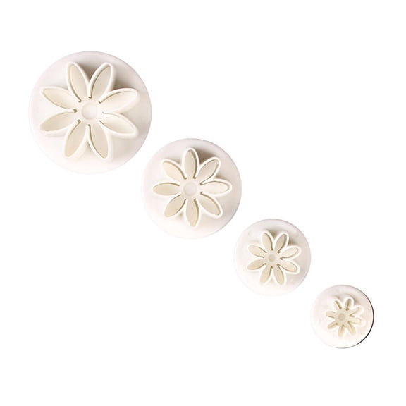 Slccxzc 4Pcs/Set Fondant Plunger Cutters Daisy Fondant Molds Sugarcraft Cake DIY Decorating Tools Cookie Cutters