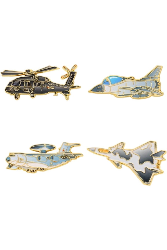 4pcs Military Aircraft Enamel Brooch Set Airplane Lapel Pin Badges for Aviation Enthusiasts