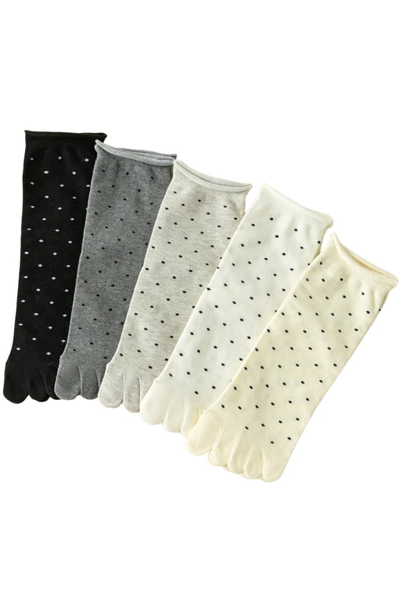 5 Pairs Tabi Socks, Japanese Style Polka Dot Split Toe Socks for Men Women