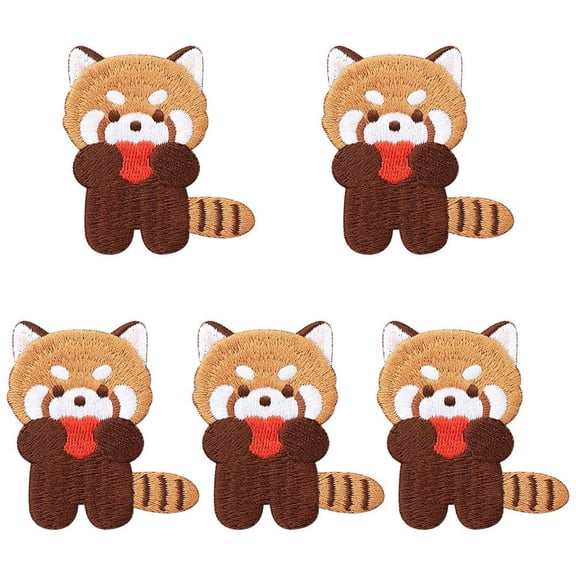 Slccxzc 5pcs Cartoon Raccoon Patches, Raccoon Embroidery Patch, Self-Adhesive Patch No Ironing Patch for Repair T-Shirt Jeans Shoes Hat Coat Bag