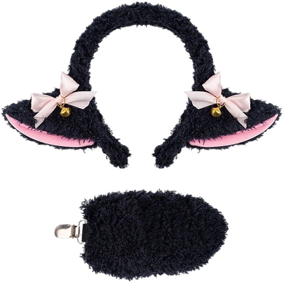 Slccxzc Adult Plush Sheep Headband and Tail Set Cute Animal Theme Party Accessory