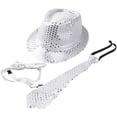 thumbnail image 1 of Slccxzc Adults Sequins Jazz Dance Hat with Necktie Sequin Fedora Hat Disco Hat, 1 of 7
