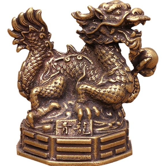 Slccxzc Brass Dragon Ornaments Chinese God Beasts Green Dragon Statue Mini Qinglong Figurines