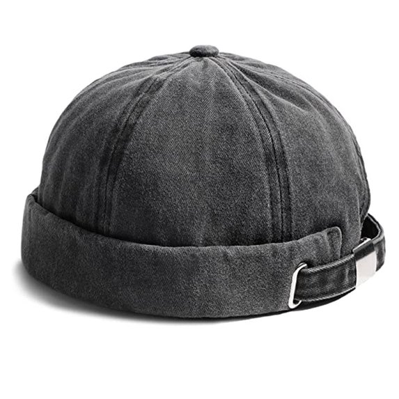 Slccxzc Brimless Hats for Men Womens Skullcap Mens Vintage Docker Beanie Cap Washed Cotton Rolled Cuff Harbour Hat