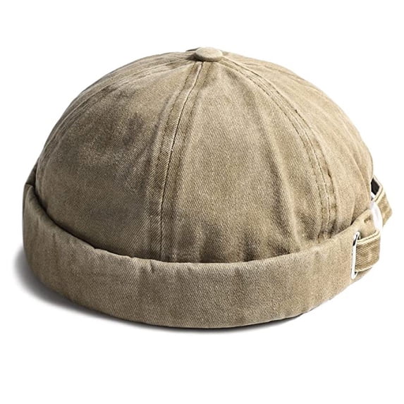 Slccxzc Brimless Hats for Men Womens Skullcap Mens Vintage Docker Beanie Cap Washed Cotton Rolled Cuff Harbour Hat