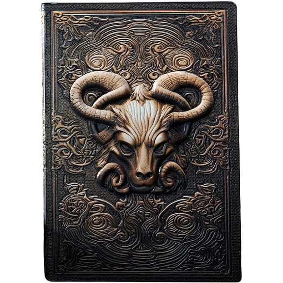 Slccxzc Bull Head Embossed Sketchbook Gothic Style Notebook 3D Relief Cover Diary for Men Women