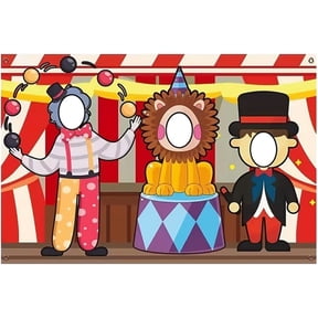 Slccxzc Carnival Circus Troup Photo Banner Backdrop Face Hole Photo Props Party Decor
