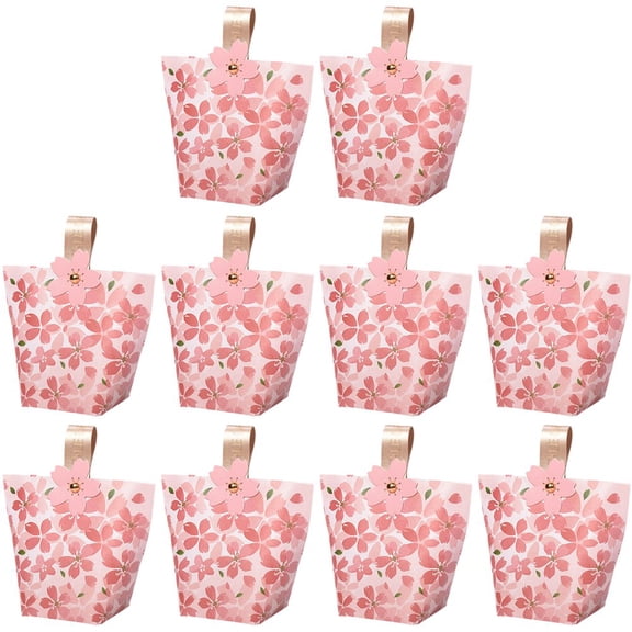 Slccxzc Cherry Blossom Candy Box 10PCS Romantic Sugar Chocolate Packaging Box Sweet Gift Favor Box Paper Treat Box for Festival Party