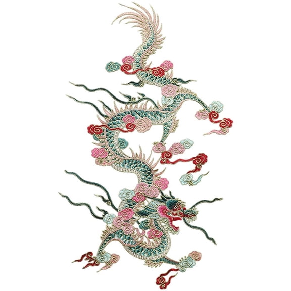 Slccxzc Chinese Dragon Embroidered Patch,Sew On Applique for Costumes Jackets Bags DIY,1 Pack