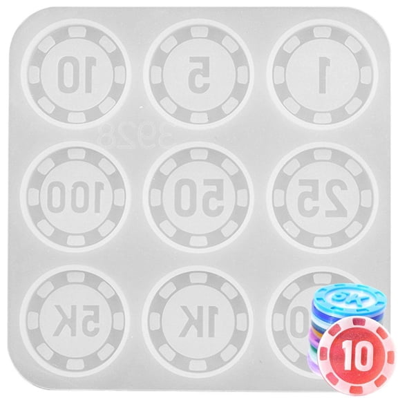 Slccxzc Coin Resin Mold Game Silicone Epoxy Commemorative Coin Casting Mold for DIY Production of Collecting Chips, Digital Entertainment Games