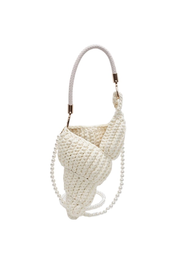 Crochet Tote Bag Seashell Purse for Women Boho Shell Handbag Crossbody Shoulder Bag Summer Beach Clutch Hobo Handbag