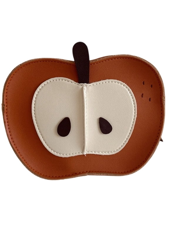 Cute Apples Shaped Backpack,Mini Pu Bag Small Backpack Brown
