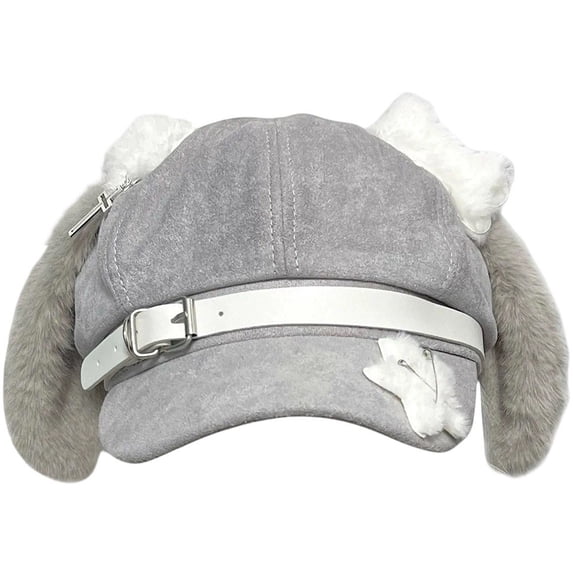 Slccxzc Cute Puppy Ears Beret Cap Breathable Cotton Painter Hat Women Y2K Newsboy Cabbie Winter Daily Headwear