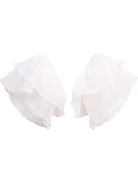 Detachable White Organza Puff Shoulder Sleeves, Ruffled French Style Shoulder Cuffs for Wedding Dresses