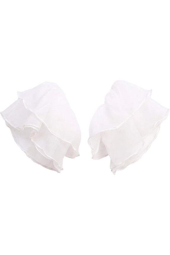 Detachable White Organza Puff Shoulder Sleeves, Ruffled French Style Shoulder Cuffs for Wedding Dresses
