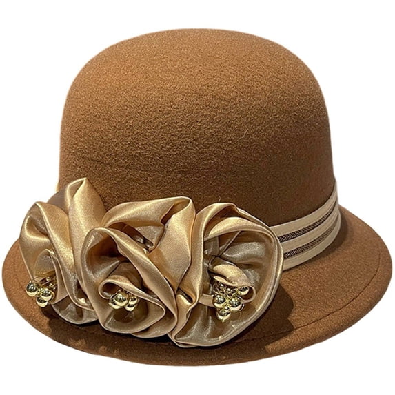 Slccxzc Elegant Adjustable Fedora Hat with Bow Decoration Dome Top Hat
