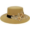 thumbnail image 1 of Slccxzc Elegant Fedora Hat with Floral Embellishment Retro Wide Brim Hat Panama Floppy Cap for Wedding Race Banquet Tea Parties, 1 of 7